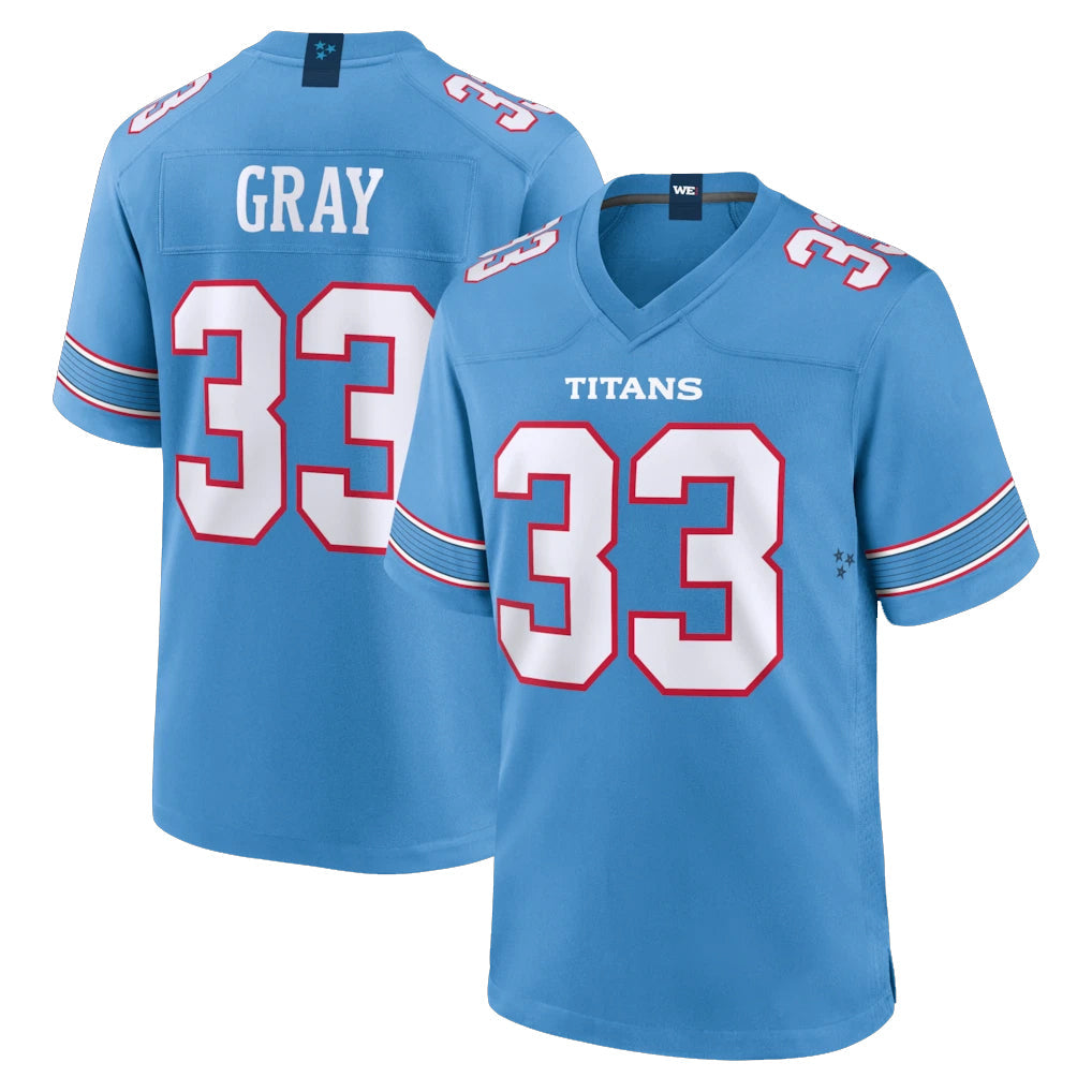 STECN T.Titans #33 Cedric Gray Player Light Blue 2026 Game Home Stitched Jerseys