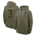 STECN T.Titans #3 Tommy Townsend Player Olive Salute to Service Hoodies Home Game Stitched Jerseys