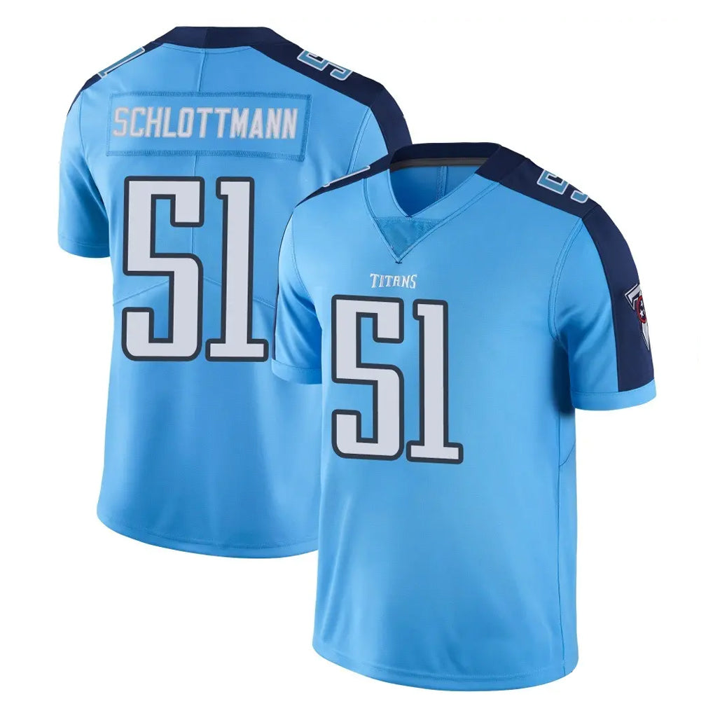 STECN T.Titans #51 Austin Schlottmann Player Light Blue Limited Color Rush Home Game Stitched Jerseys