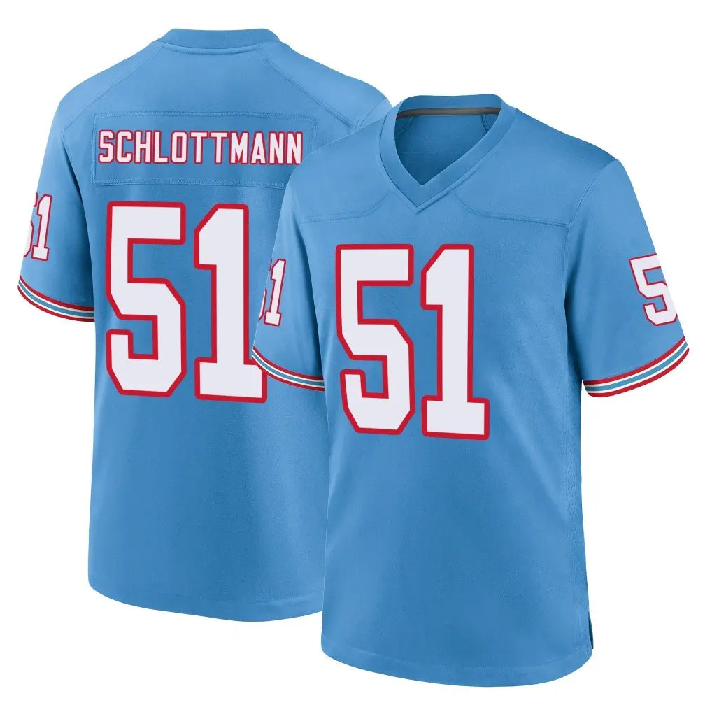STECN T.Titans #51 Austin Schlottmann Player Light Blue Oilers Throwback Home Game Stitched Jerseys