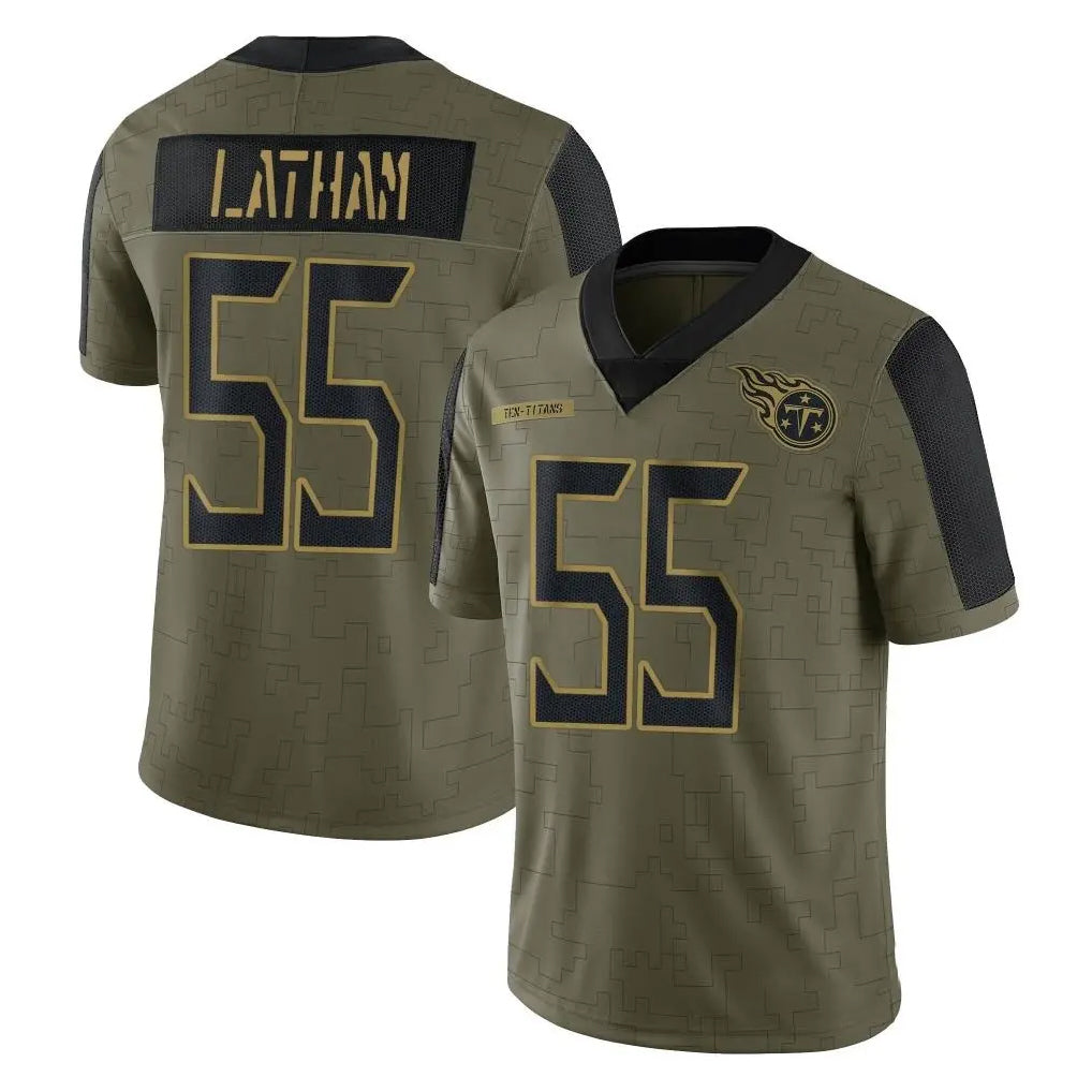 STECN T.Titans #55 JC Latham Player Olive Salute to Service Limited Home Game Stitched Jerseys