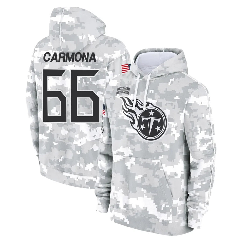 STECN T.Titans #66 Fernando Carmona Jr. Player Camo Arctic Salute to Service Pullover Hoodies Home Game Stitched Jerseys