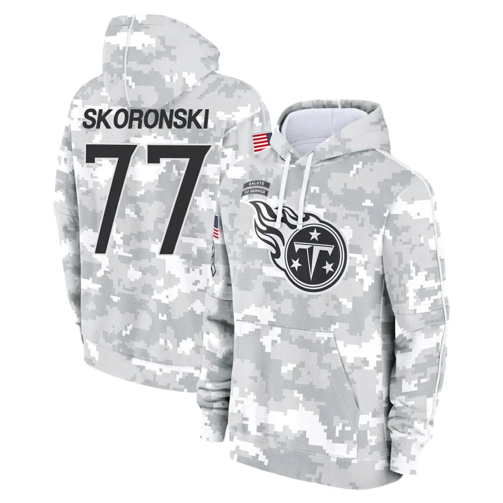 STECN T.Titans #77 Peter Skoronski Player Camo Arctic Salute to Service Pullover Hoodies Home Game Stitched Jerseys