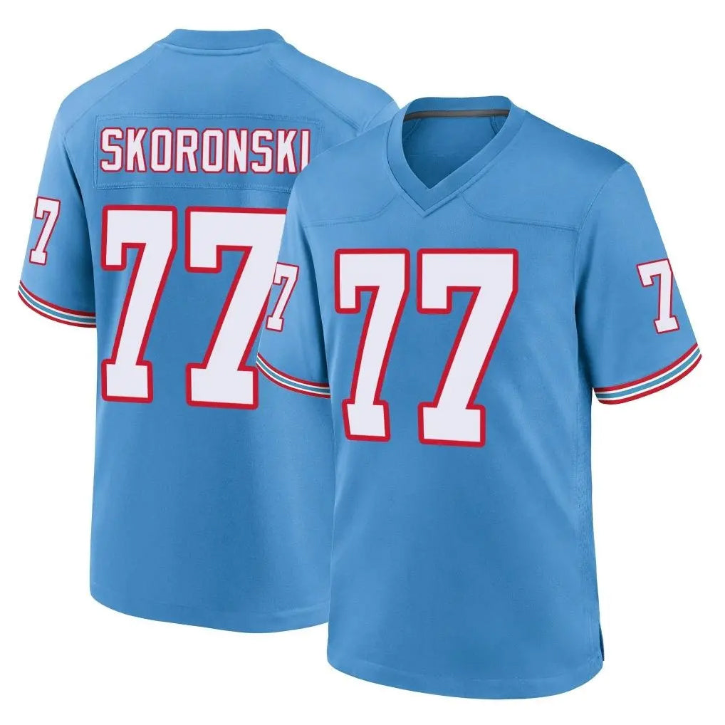 STECN T.Titans #77 Peter Skoronski Player Light Blue Oilers Throwback Home Game Stitched Jerseys