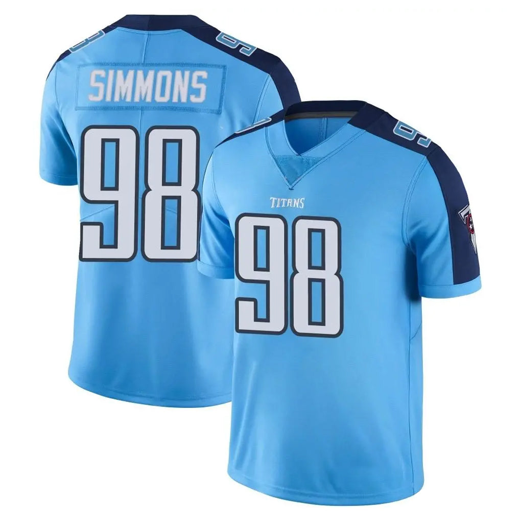 STECN T.Titans #98 Jeffery Simmons Player Light Blue Limited Color Rush Home Game Stitched Jerseys