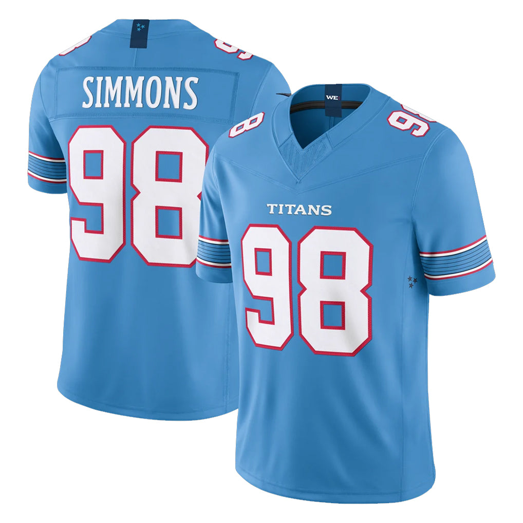 STECN T.Titans #98 Jeffery Simmons Player Light Blue Team Vapor F.U.S.E. Limited Home Game Stitched Jerseys