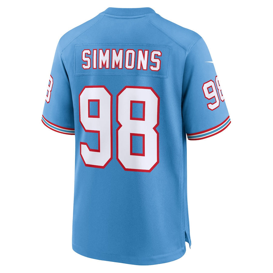 STECN T.Titans #98 Jeffery Simmons Player Light Blue Throwback Alternate Game Stitched Jerseys