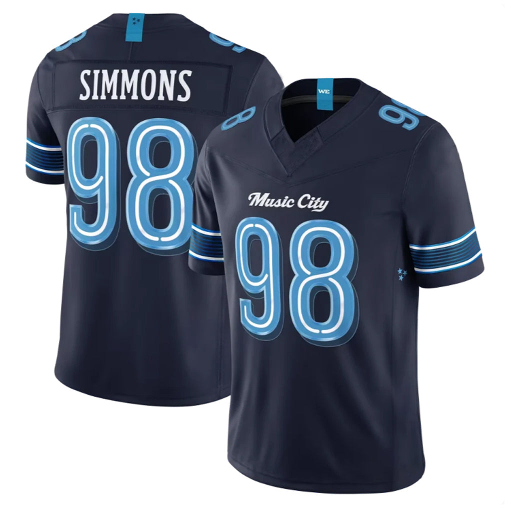 STECN T.Titans #98 Jeffery Simmons Player Navy 2026 Rivalries Collection Limited Home Game Stitched Jerseys