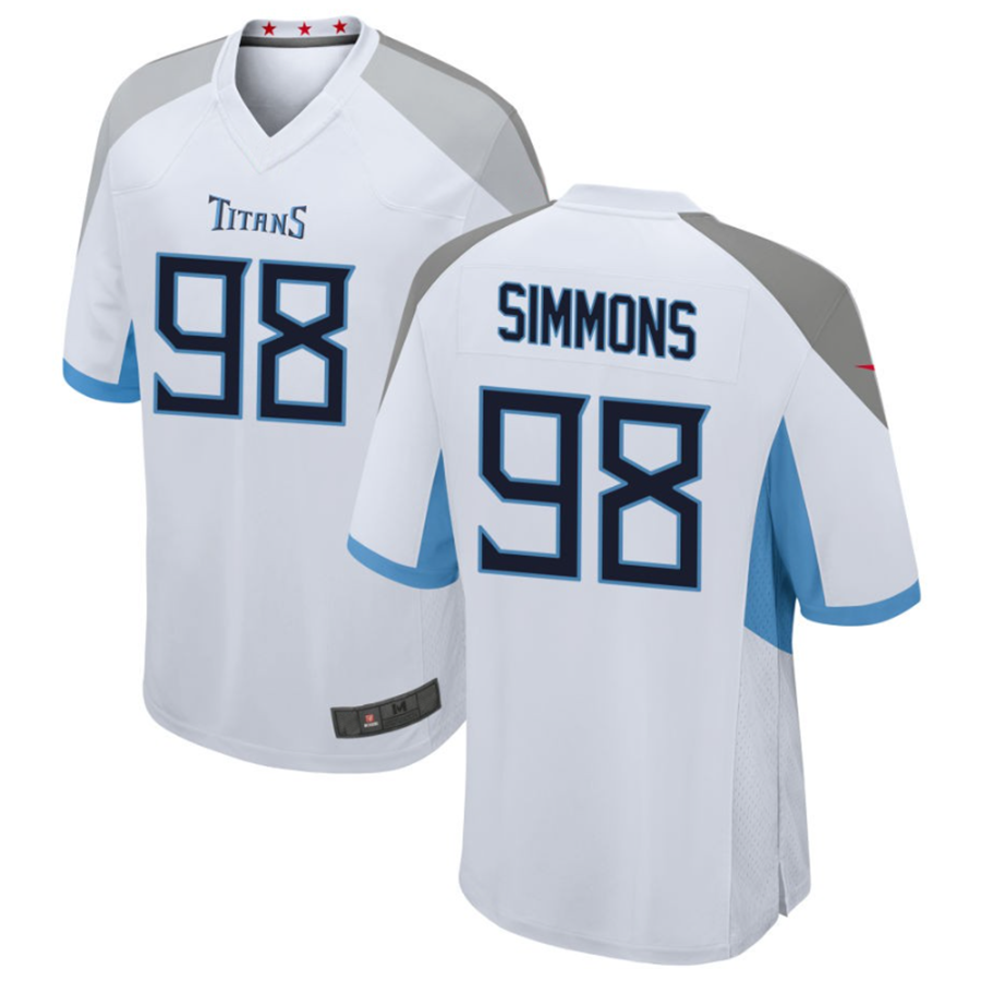 STECN T.Titans #98 Jeffery Simmons White Player Game American Stitched Stitched Jerseys