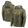 STECN TB.Buccaneers #15 Tez Johnson Player Olive Salute to Service Pullover Hoodie Home Game Stitched Jerseys
