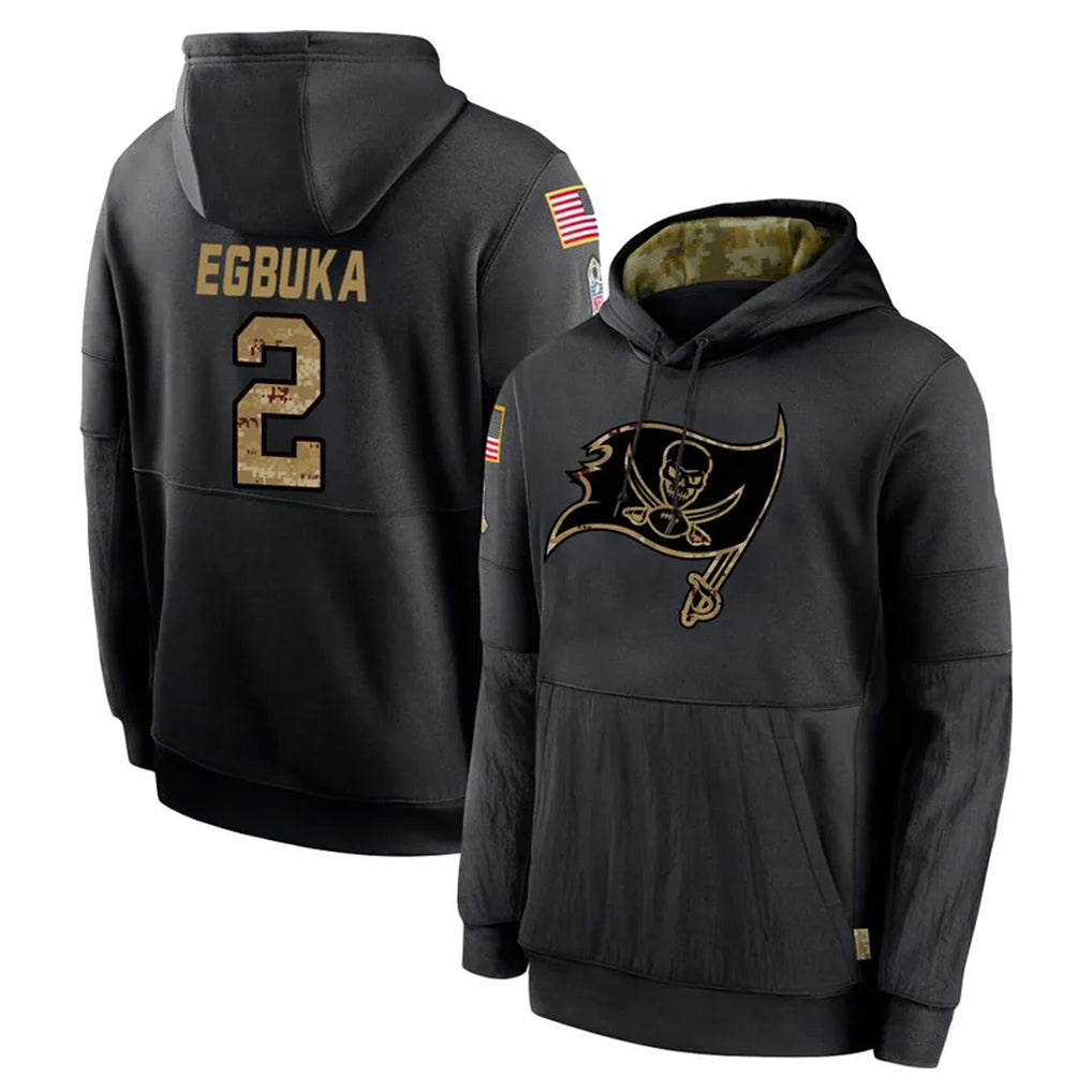 STECN TB.Buccaneers #2 Emeka Egbuka Player Black Salute to Service Sideline Performance Pullover Hoodies Home Game Stitched Jerseys