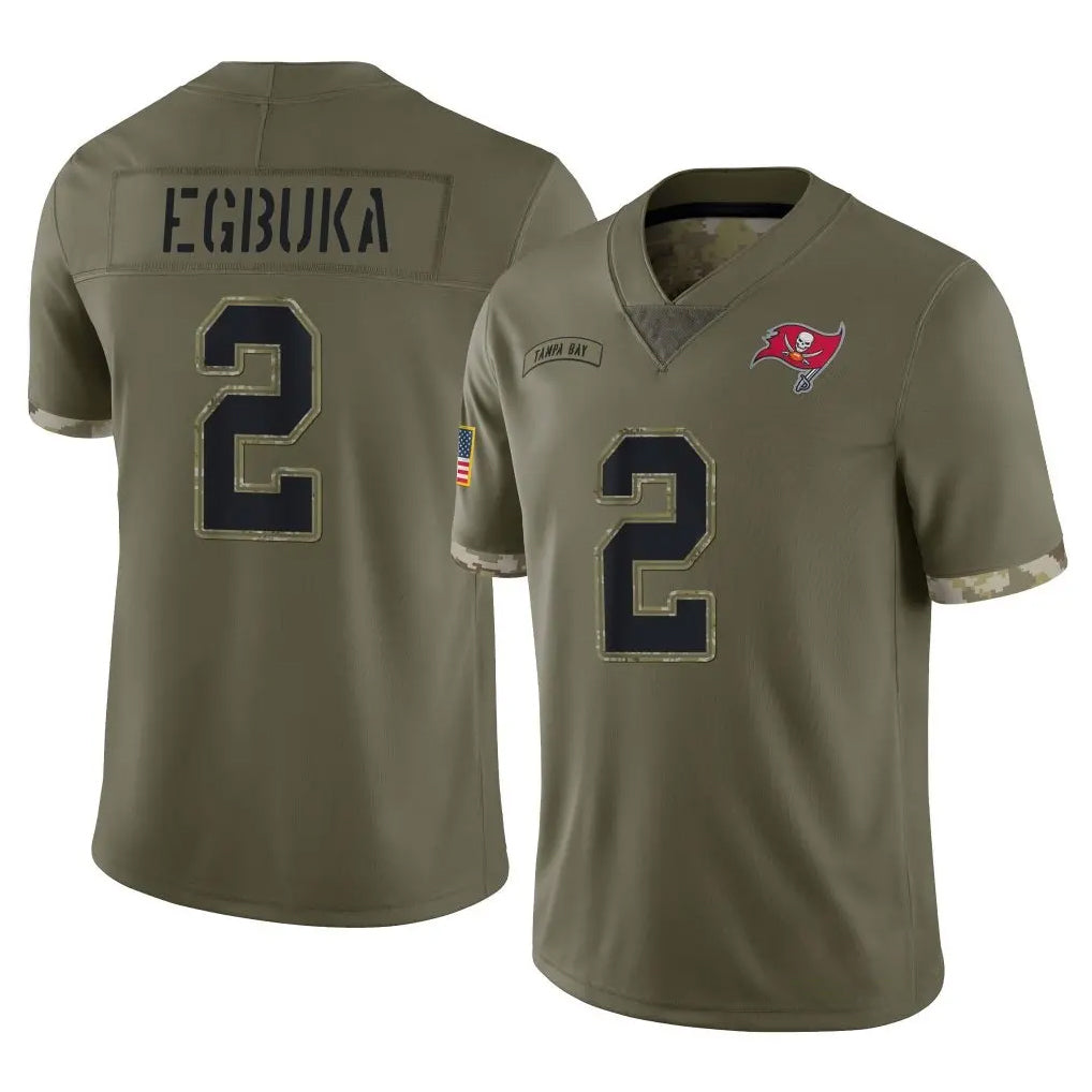 STECN TB.Buccaneers #2 Emeka Egbuka Player Olive Limited Salute To Service Home Game Stitched Jerseys