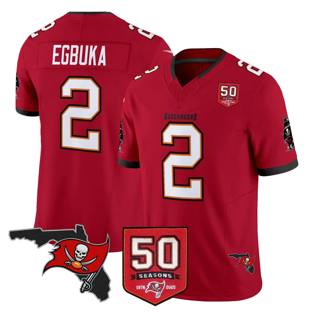 STECN TB.Buccaneers #2 Emeka Egbuka Player Red Limited 2026 Season Vapor F.U.S.E. Home Game Stitched Jerseys