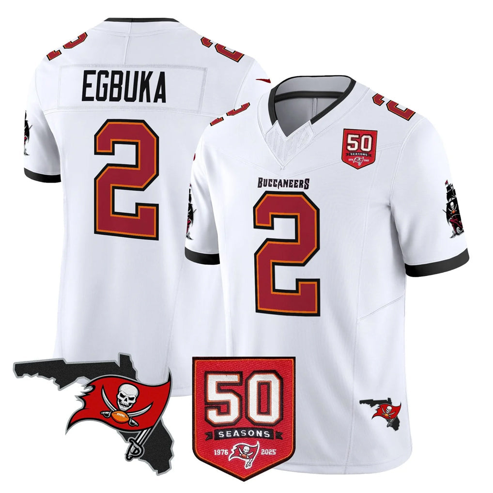 STECN TB.Buccaneers #2 Emeka Egbuka Player White Limited 2026 Season Vapor F.U.S.E. Home Game Stitched Jerseys