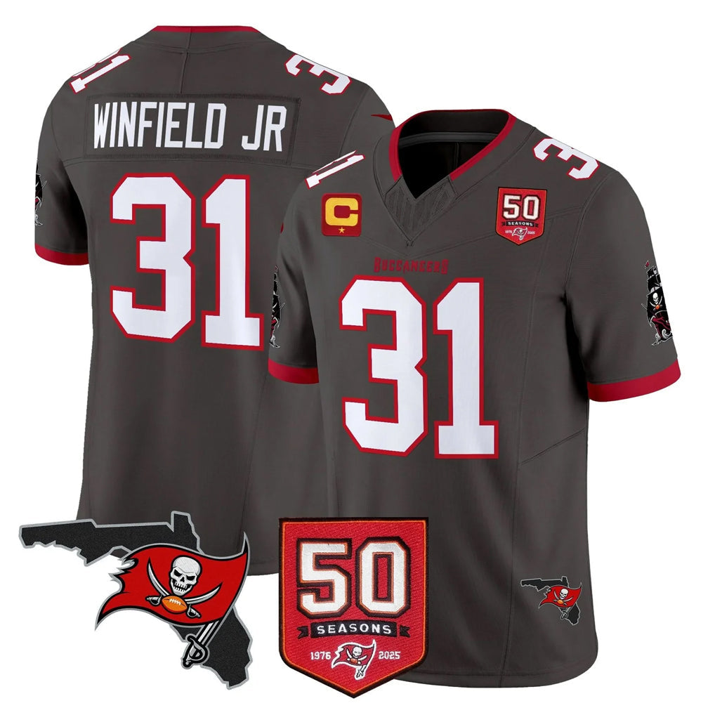 STECN TB.Buccaneers #31 Antoine Winfield Jr. Player Pewter Limited 2026 Season Vapor F.U.S.E. Home Game Stitched Jerseys