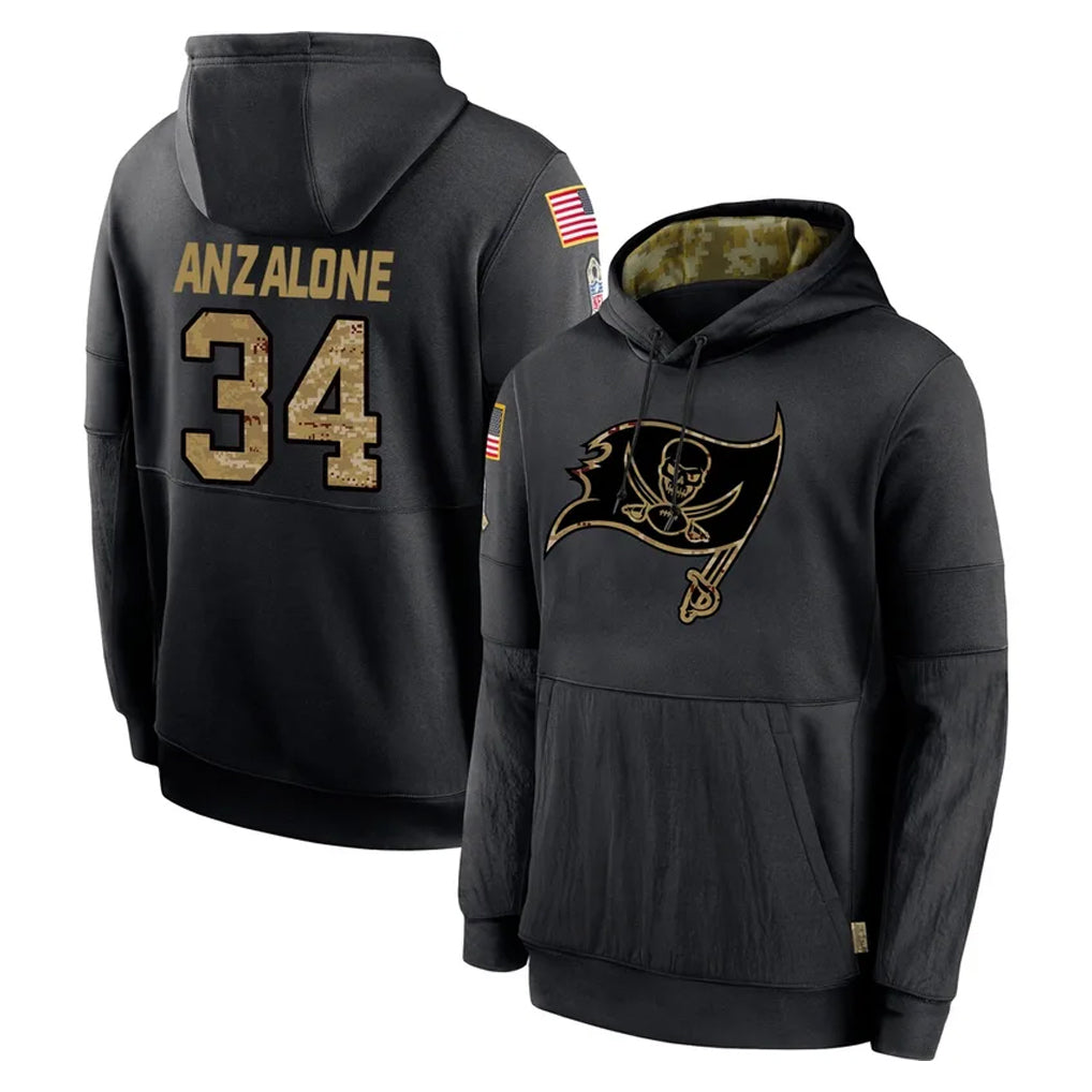STECN TB.Buccaneers #34 Alex Anzalone Player Black Salute to Service Sideline Performance Pullover Hoodies Home Game Stitched Jerseys