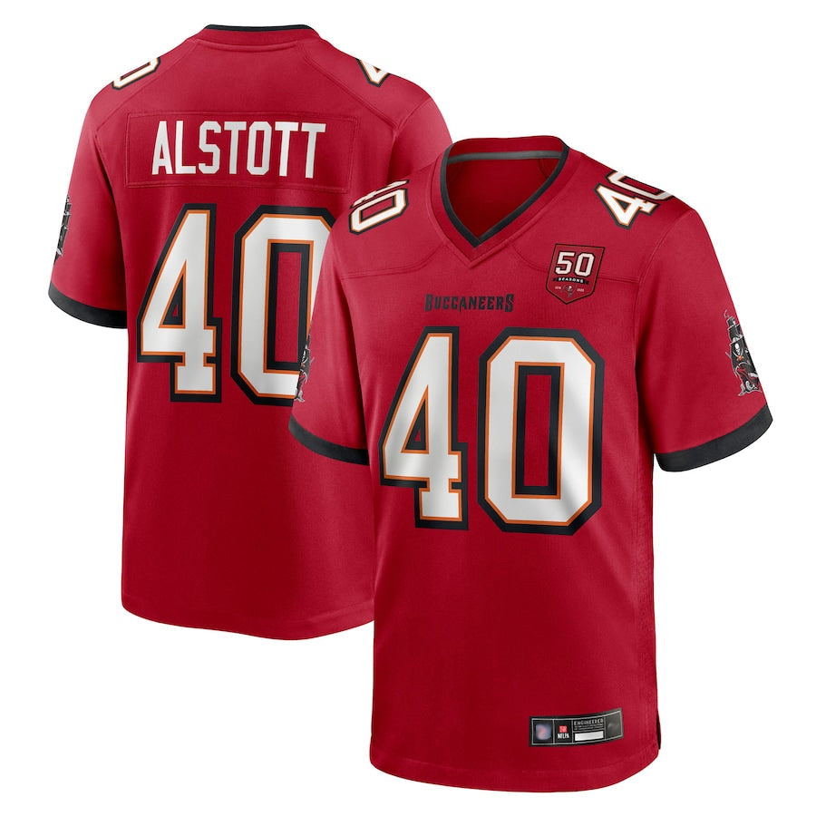STECN TB.Buccaneers #40 Mike Alstott Player Red 50th Anniversary GameStitched Jerseys