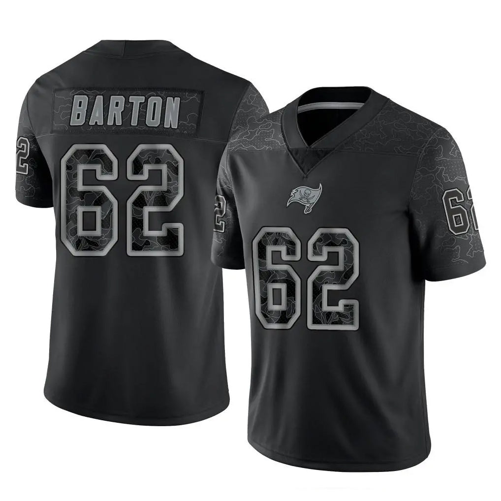 STECN TB.Buccaneers #62 Graham Barton Player Black Reflective Limited Home Game Stitched Jerseys
