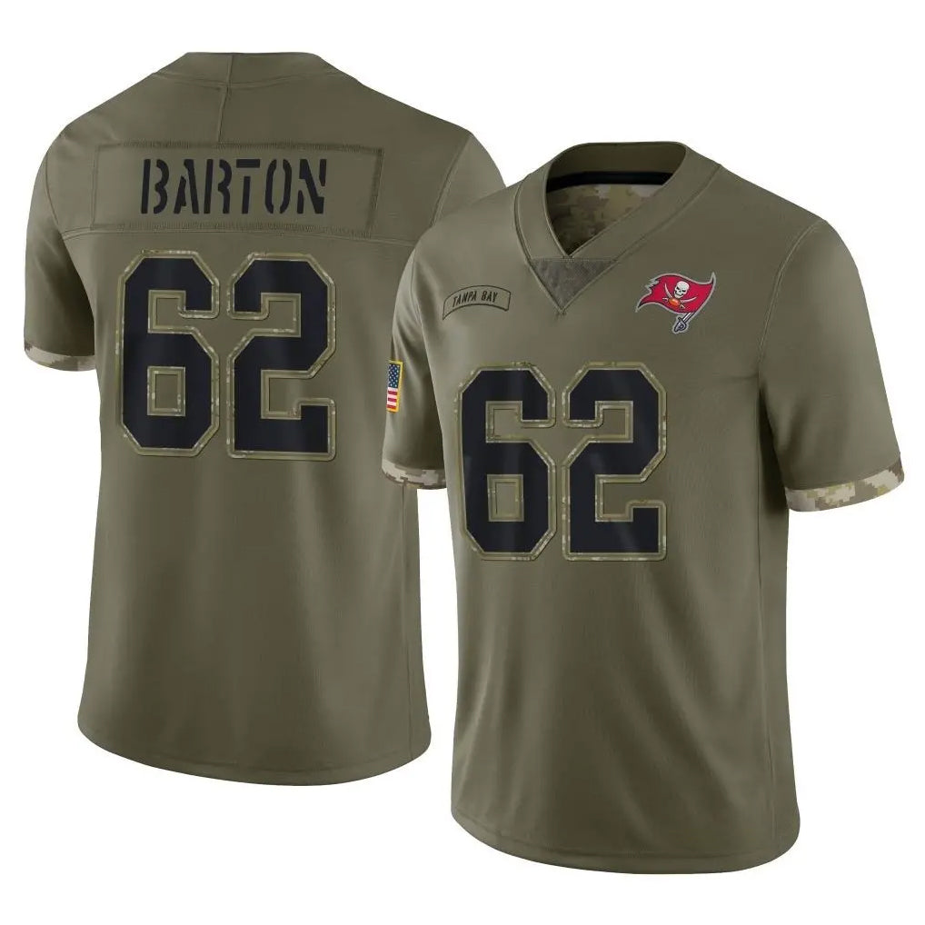 STECN TB.Buccaneers #62 Graham Barton Player Olive Limited Salute To Service Home Game Stitched Jerseys