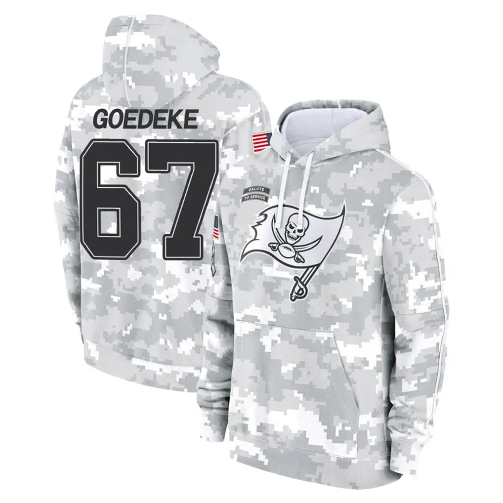 STECN TB.Buccaneers #67 Luke Goedeke Player Arctic Camo Limited Salute to Service Pullover Hoodies Game Stitched Jerseys