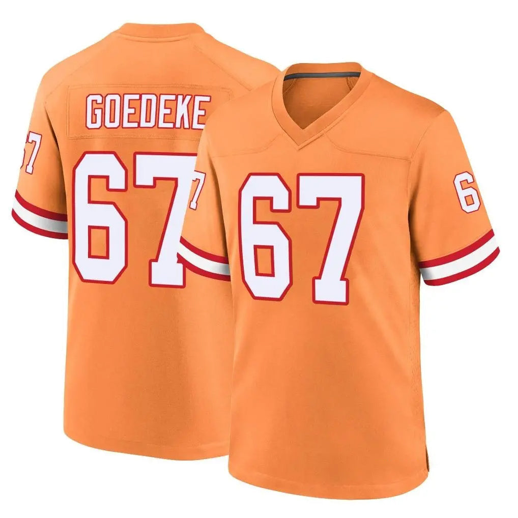 STECN TB.Buccaneers #67 Luke Goedeke Player Orange Throwback Home Game Stitched Jerseys