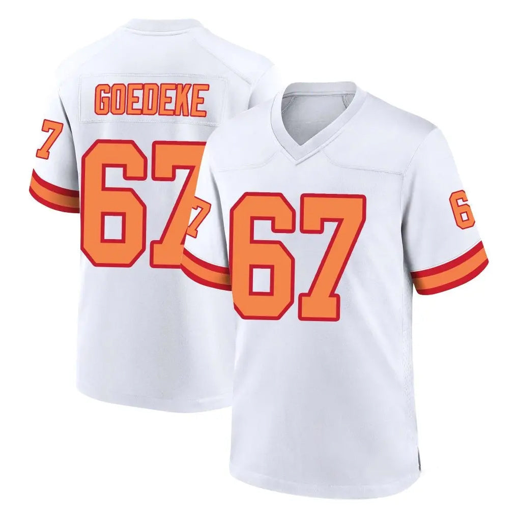 STECN TB.Buccaneers #67 Luke Goedeke Player White '76 Home Game Stitched Jerseys