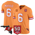 STECN TB.Buccaneers #6 Baker Mayfield Player Orange 50th Season Vapor Limited Home Game Stitched Jerseys