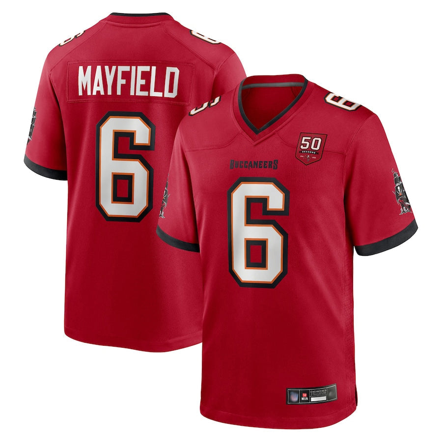 STECN TB.Buccaneers #6 Baker Mayfield Player Red 50th Anniversary Game Stitched Jerseys