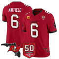 STECN TB.Buccaneers #6 Baker Mayfield Player Red 50th Season Vapor Limited Home Game Stitched Jerseys