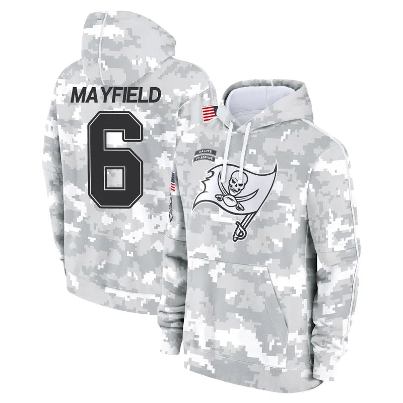 STECN TB.Buccaneers #6 Baker Mayfield Player Salute to Service Hoodies & T-Shirts Stitched Jerseys