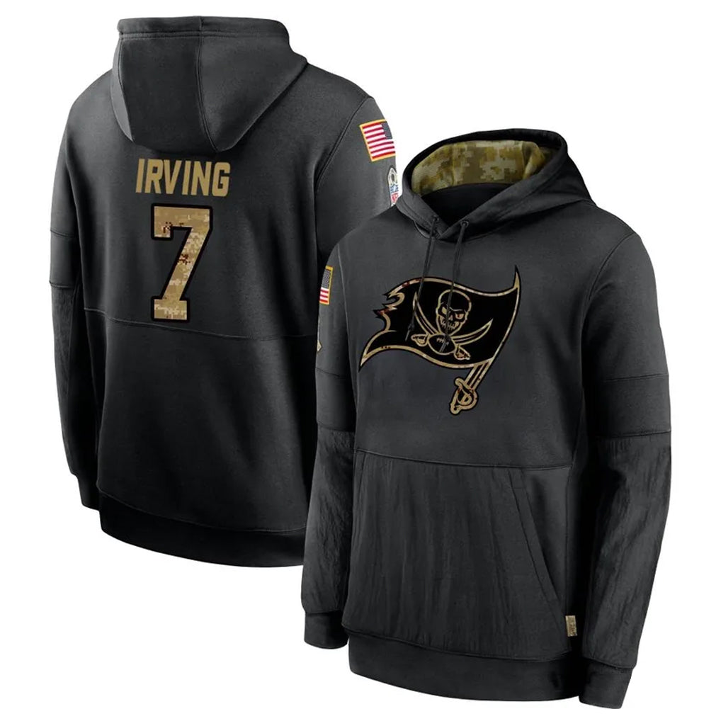 STECN TB.Buccaneers #7 Bucky Irving Player Black Salute to Service Hoodies Stitched Jerseys