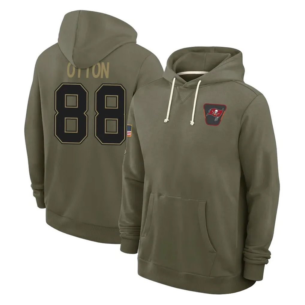 STECN TB.Buccaneers #88 Cade Otton Player Olive Salute to Service Pullover Hoodies Limited Stitched Jerseys