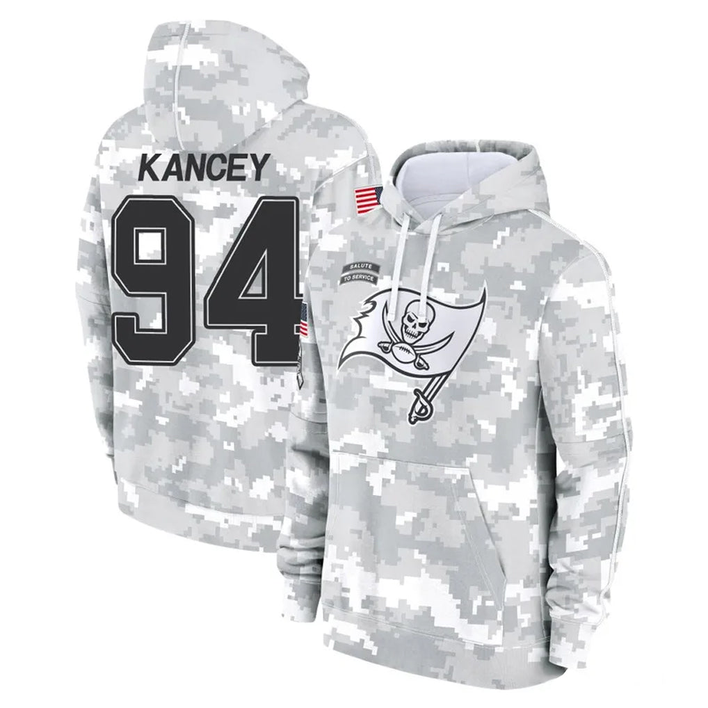 STECN TB.Buccaneers #94 Calijah Kancey Player Arctic Camo Limited Salute to Service Pullover Hoodies Game Stitched Jerseys