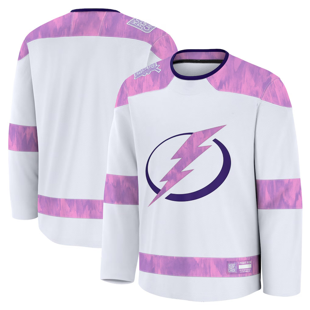 STECN TB.Lightning White 2024 Hockey Fights Cancer Practice Jerseys