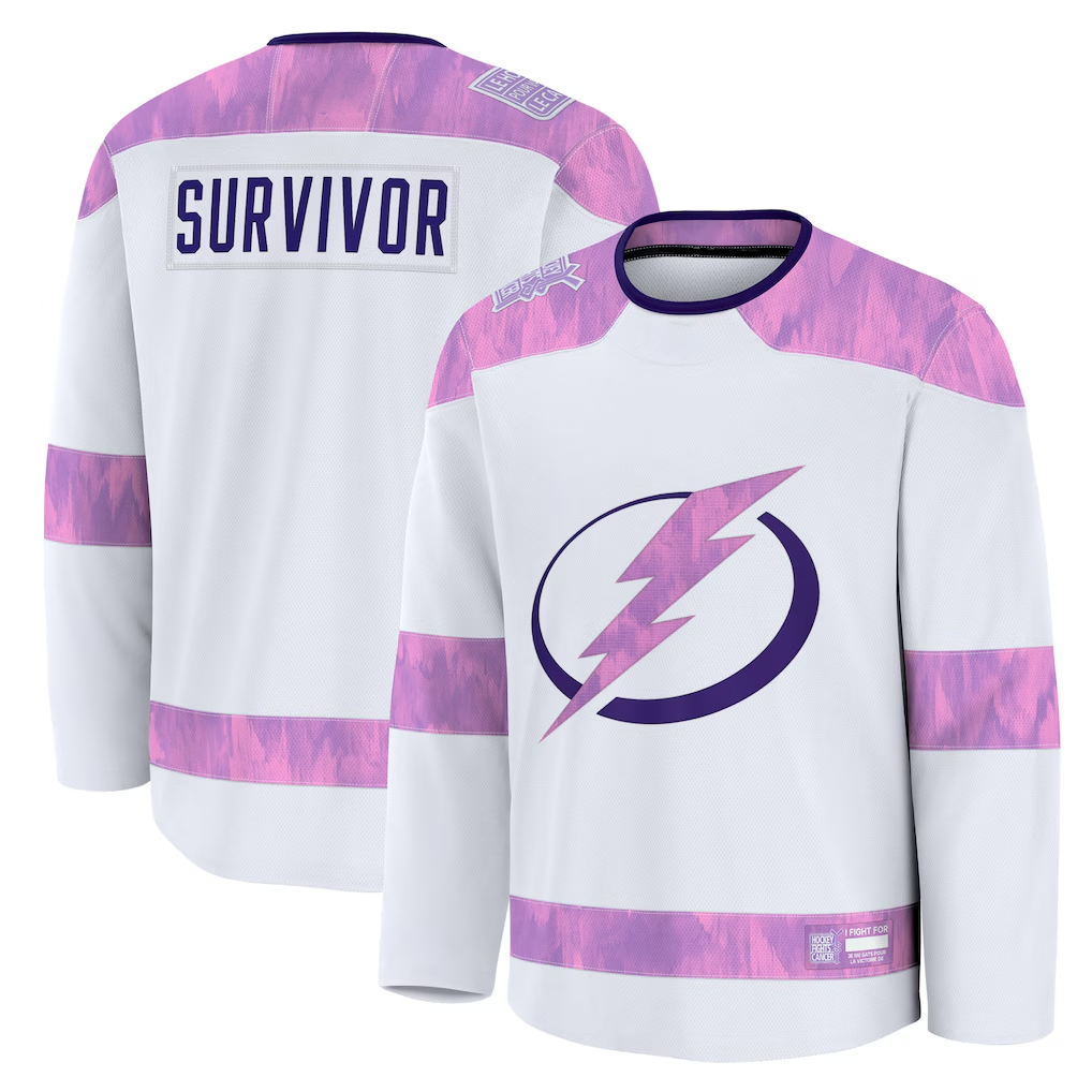 STECN TB.Lightning White Hockey Fights Cancer Survivor Practice Jerseys