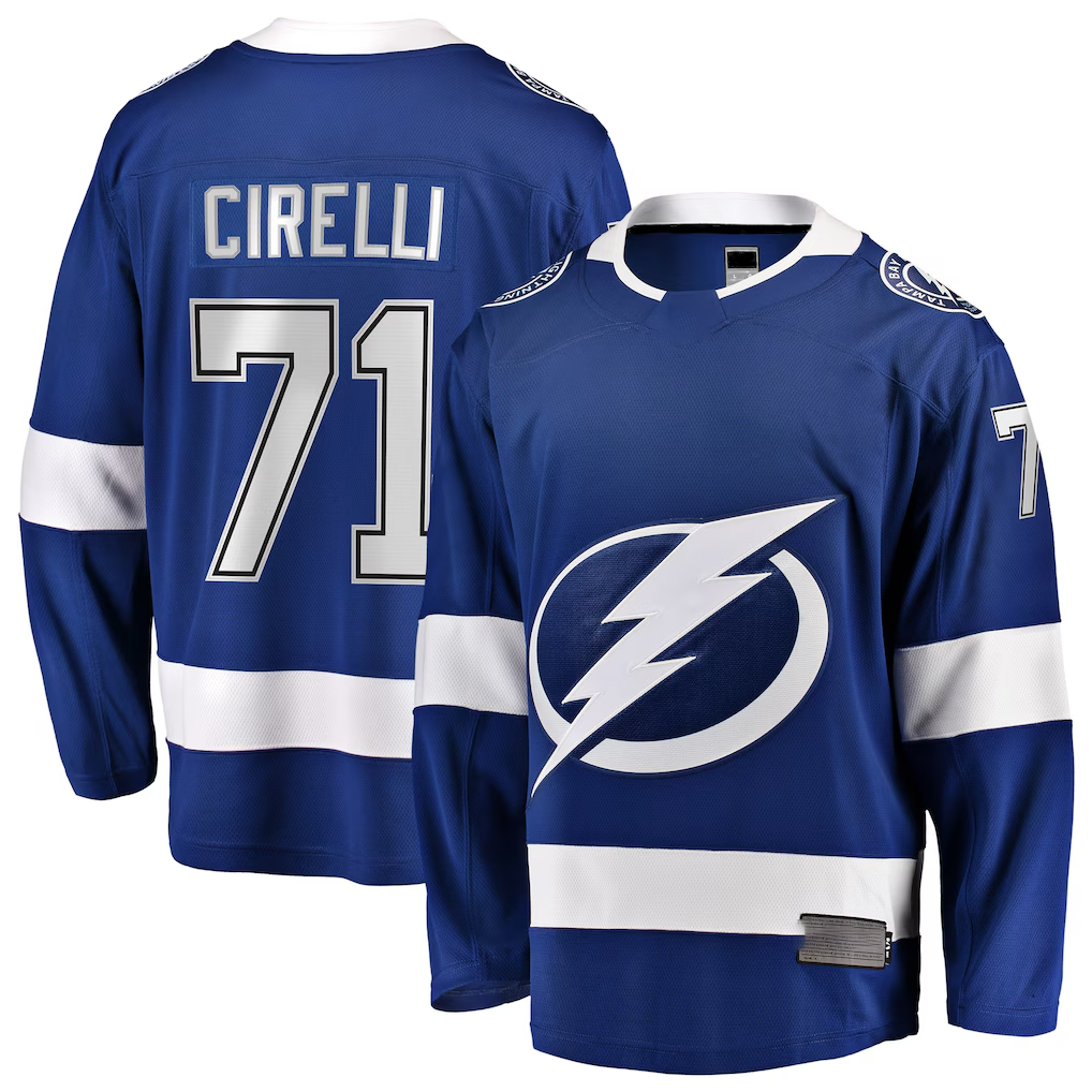 STECN TB.Lightning #71 Anthony Cirelli Blue Home Breakaway Player Jerseys
