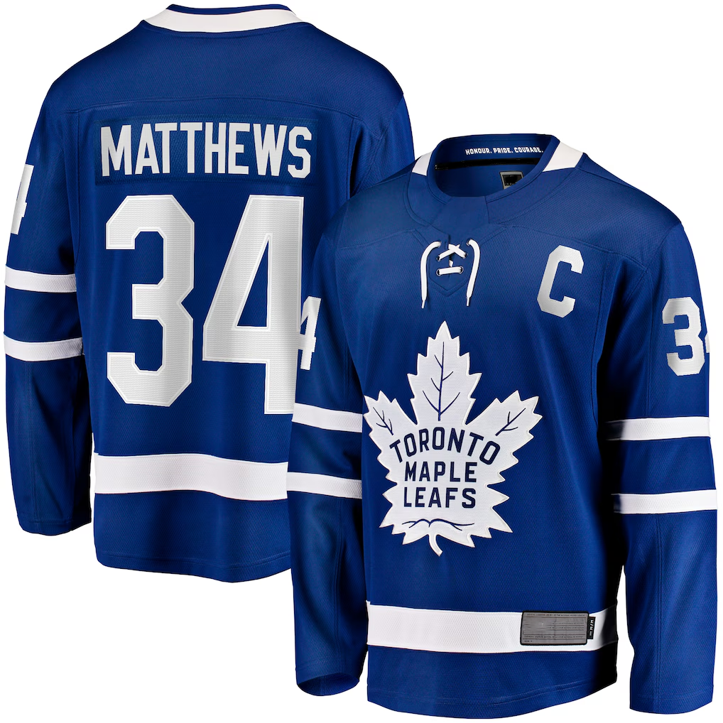 STECN T.Maple Leafs #34 Auston Matthews Blue Captain Patch Home Breakaway Player Jerseys