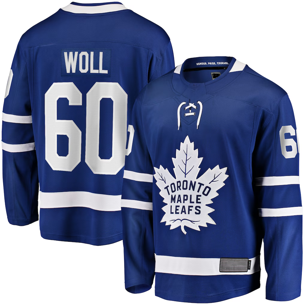 STECN T.Maple Leafs #60 Joseph Woll Blue Home Premier Breakaway Player Jerseys