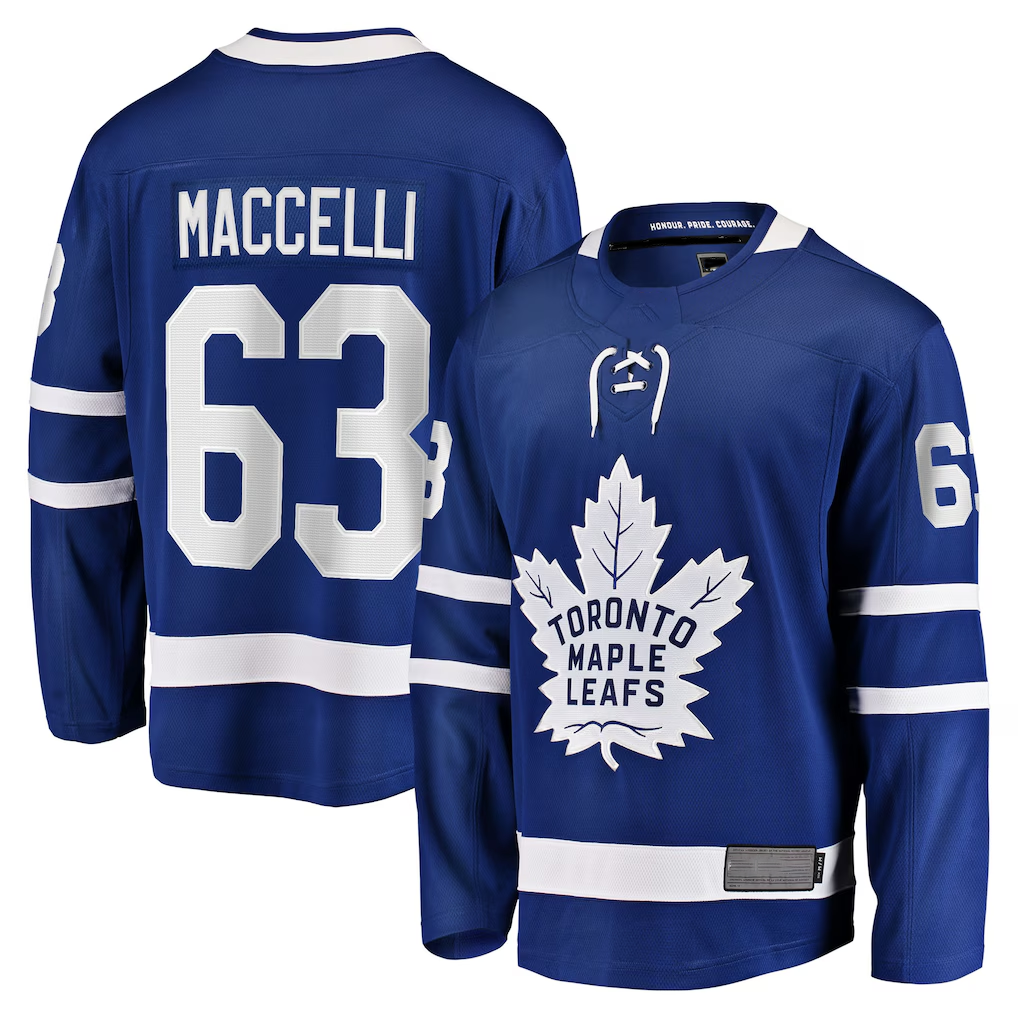 STECN T.Maple Leafs #63 Matias Maccelli Blue Home Breakaway Jerseys