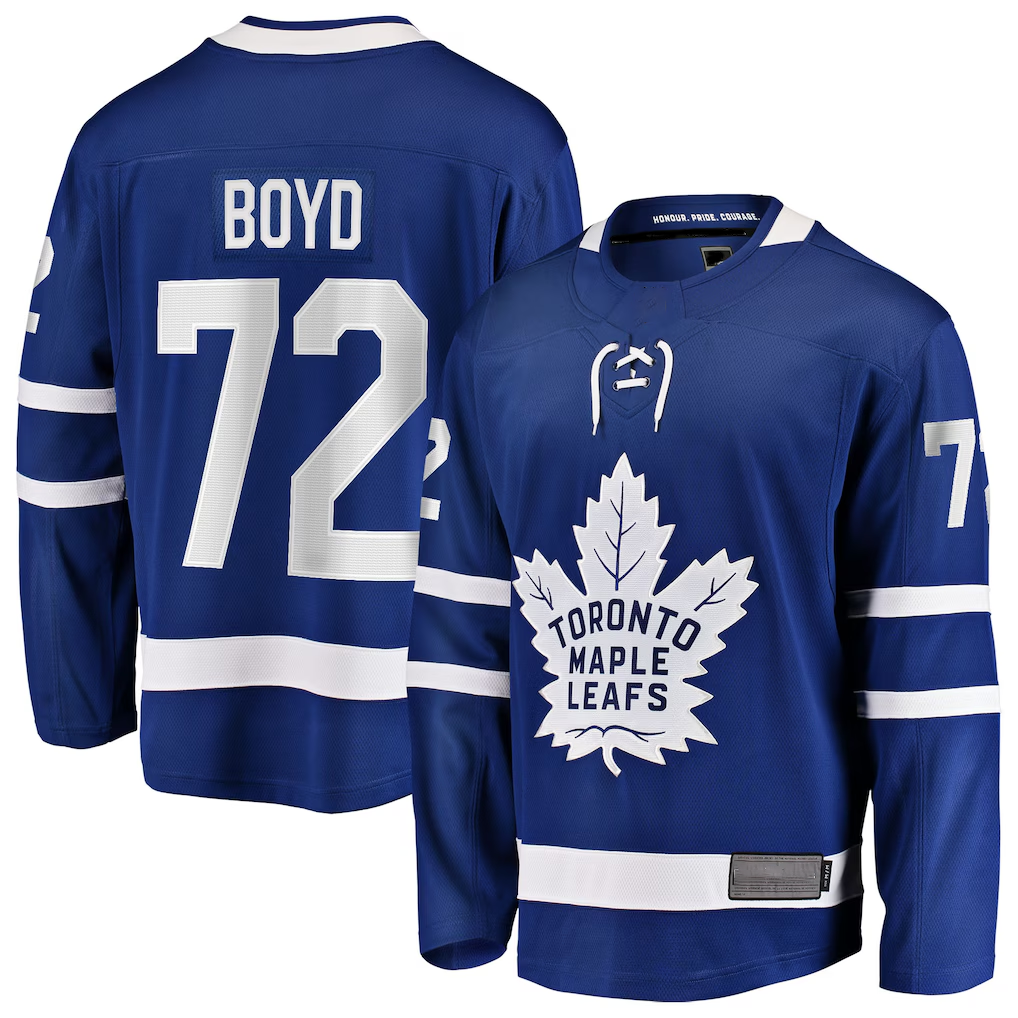 STECN T.Maple Leafs #72 Travis Boyd Blue Home Breakaway Jerseys