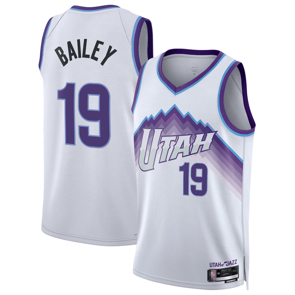 STECN U.Jazz #19 Ace Bailey White Swingman Jerseys- Association Edition