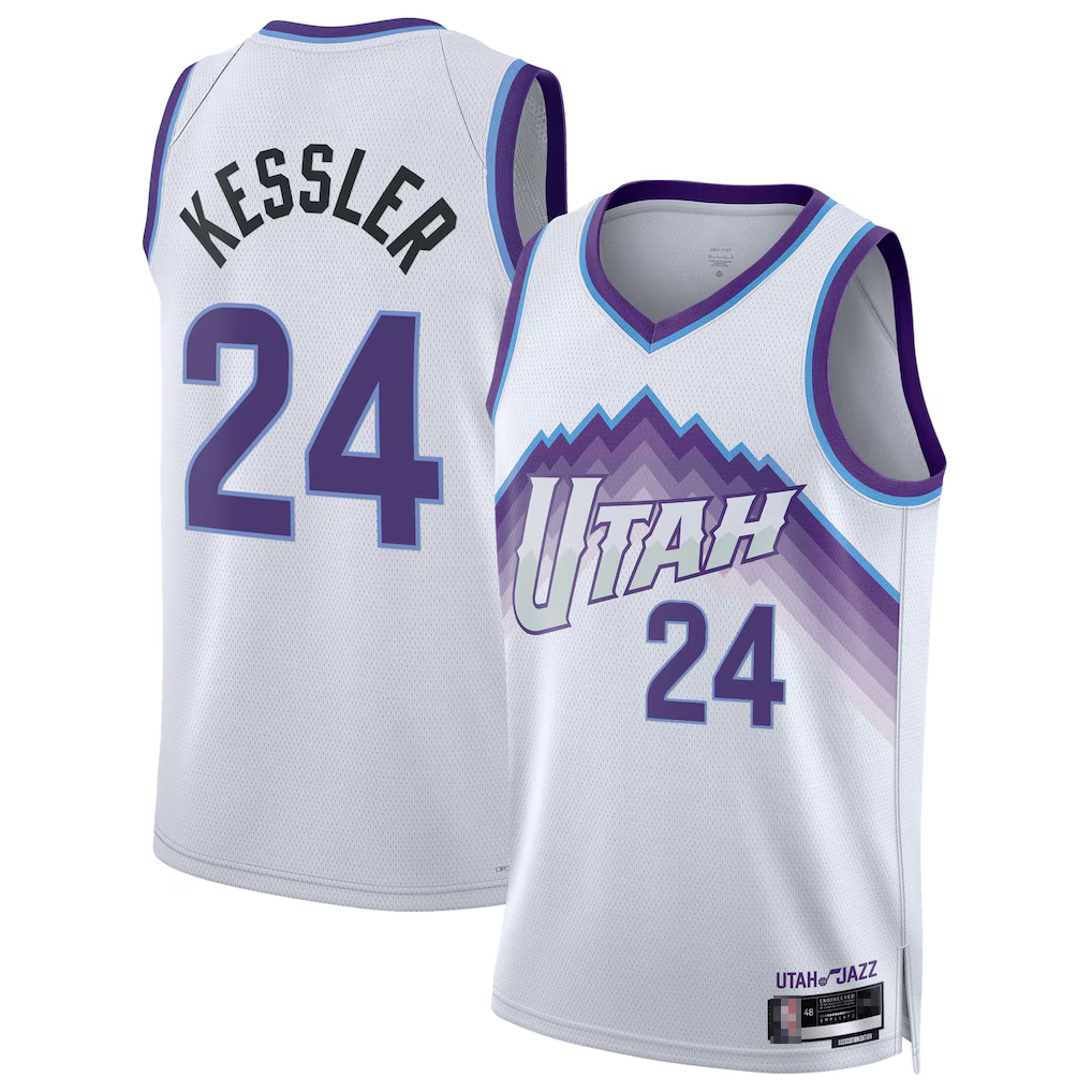 STECN U.Jazz #24 Walker Kessler White Swingman Jerseys - Association Editio