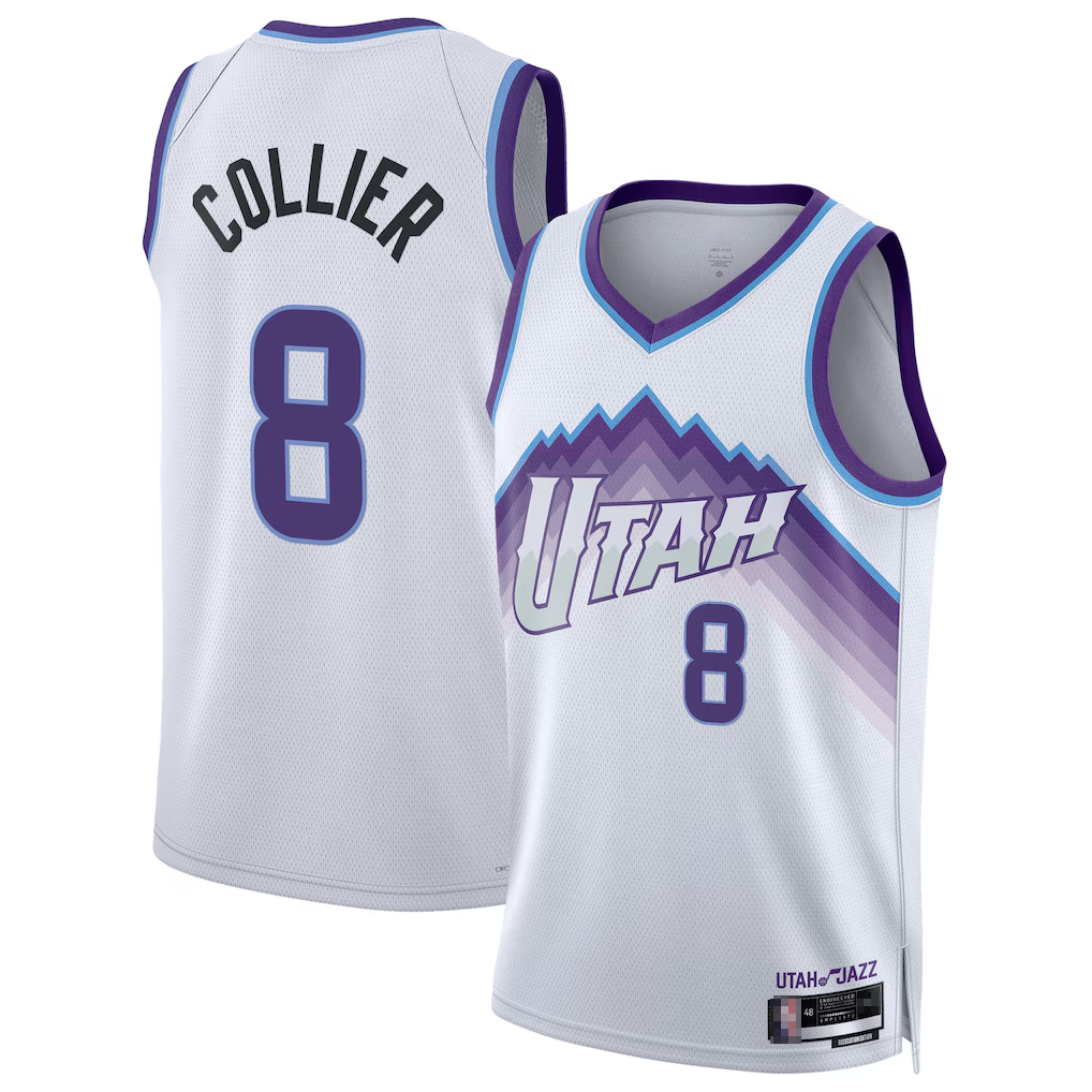 STECN U.Jazz #8 Isaiah Collier White Swingman Jerseys - Association Edition