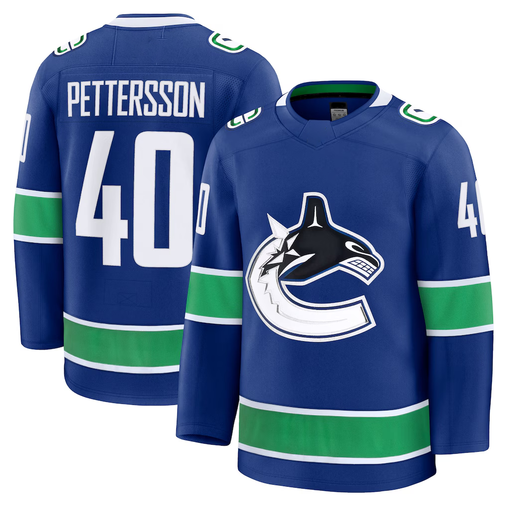 STECN V.Canucks #40 Elias Pettersson Blue Home Premium Jerseys