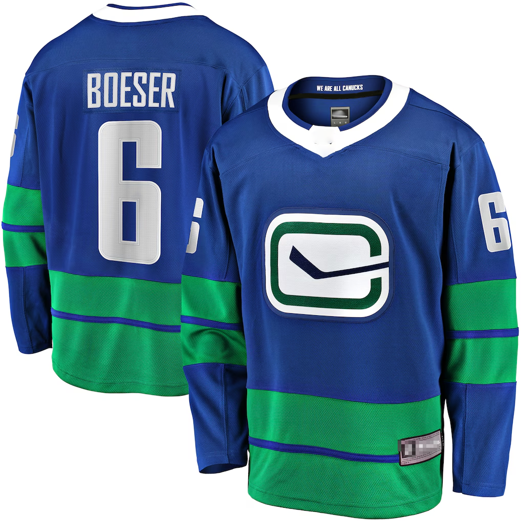 STECN V.Canucks #6 Brock Boeser Blue Breakaway Jerseys