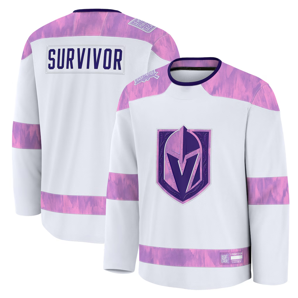 STECN V.Golden Knights White Hockey Fights Cancer Survivor Practice Jerseys