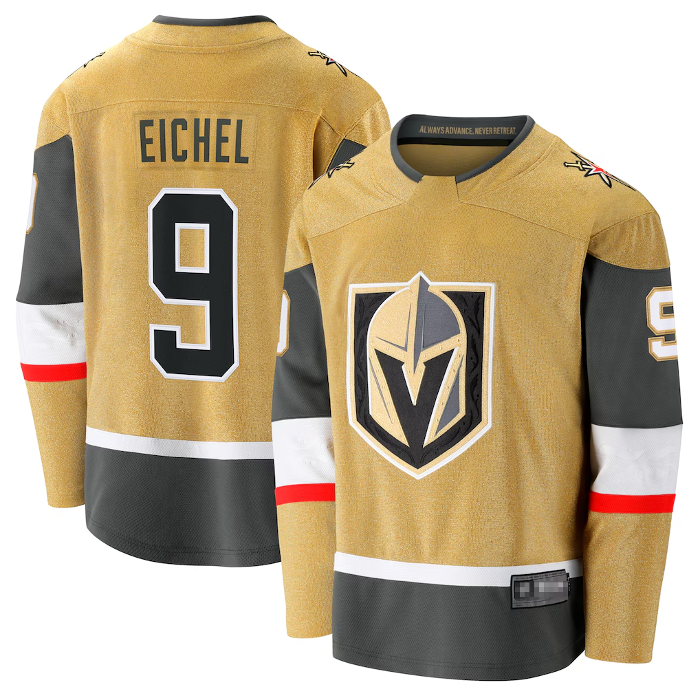 STECN V.Golden Knights #9 Jack Eichel Gold Home Breakaway Stitched Jerseys