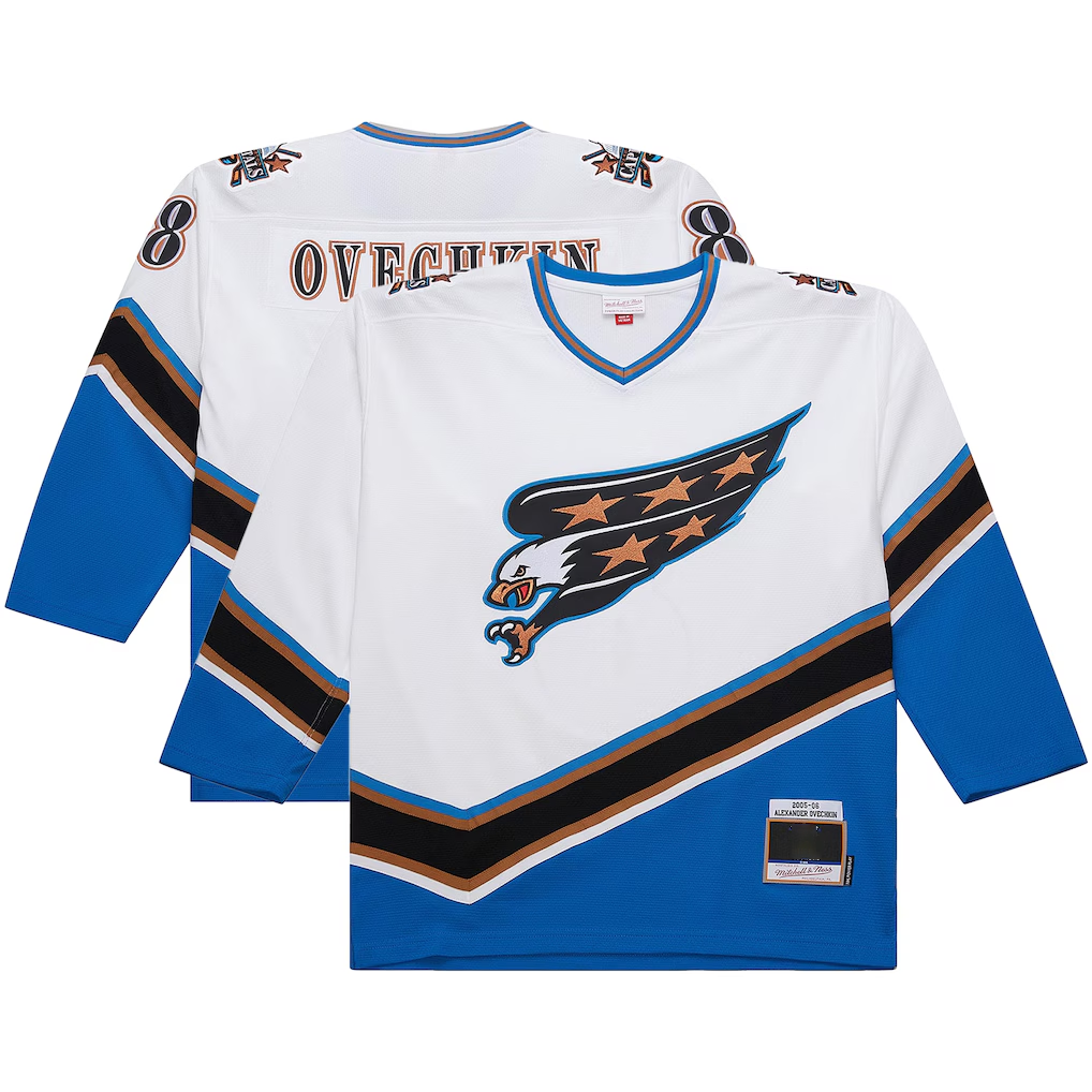 STECN W.Capitals Alexander Ovechkin Mitchell & Ness White Big & Tall 2005-06 Power Play Jerseys