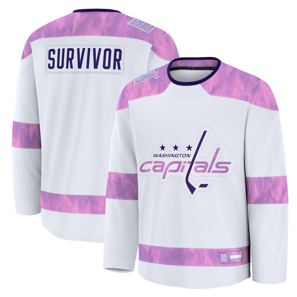 STECN W.Capitals White Hockey Fights Cancer Survivor Practice Jerseys