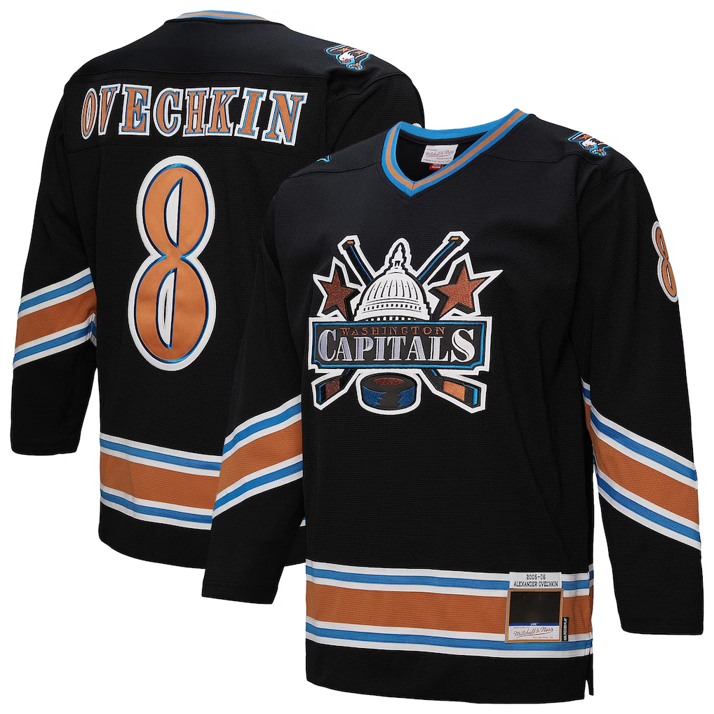 STECN W.Capitals #8 Alexander Ovechkin Mitchell & Ness Black 2005-06 Power Play Jerseys